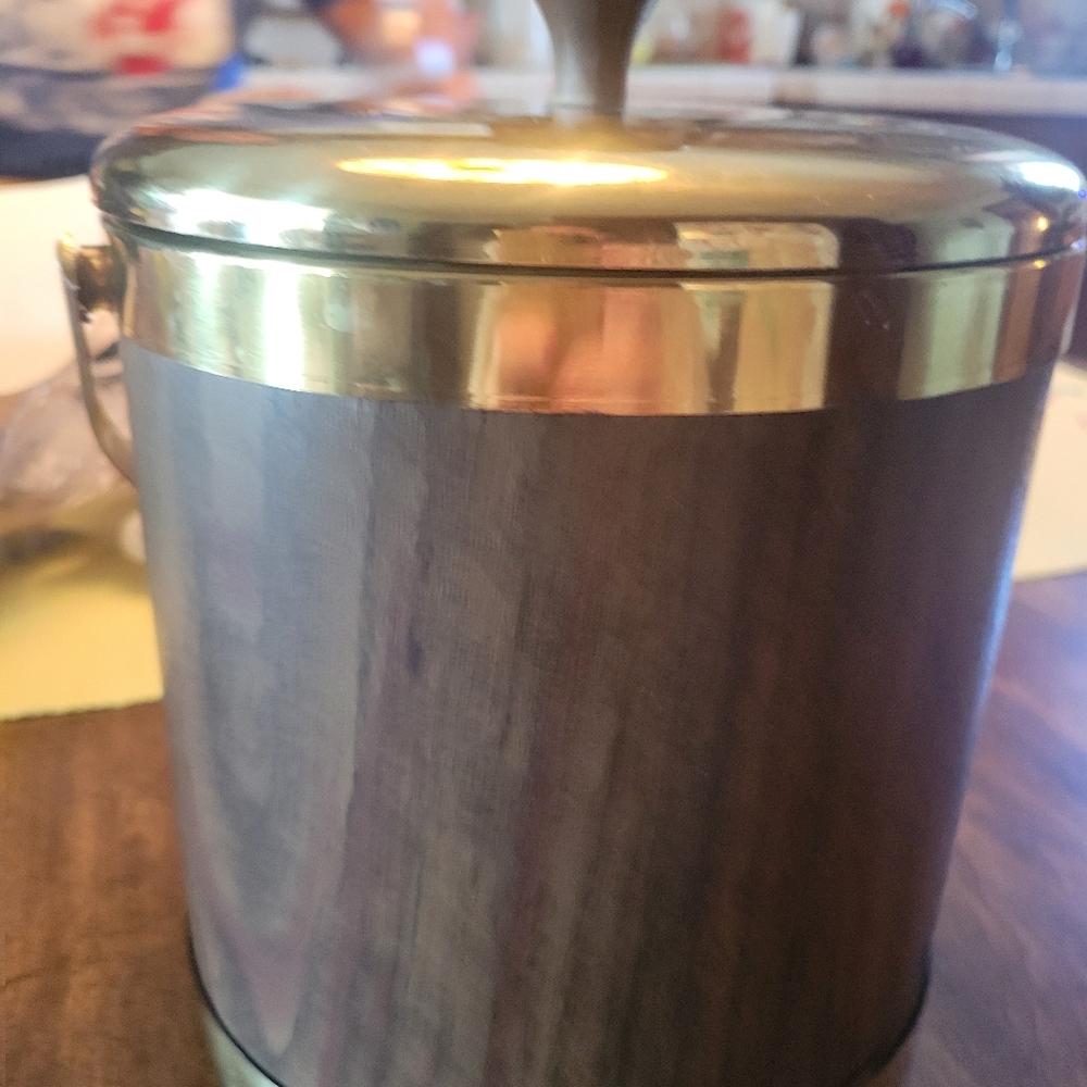FAUX Gold and WOOD Ice Bucket